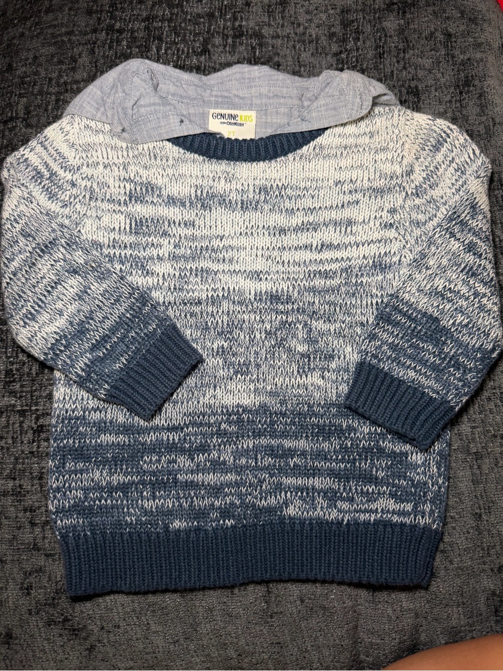Genuine Kids OshKosh Toddler Boys 2 in 1 Layered Sweater Size 2T